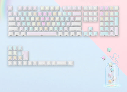 Rainbow gummy mechanical keyboard, keycap, nail art, PC material, side engraved fog, transparent silicone collagen factory height