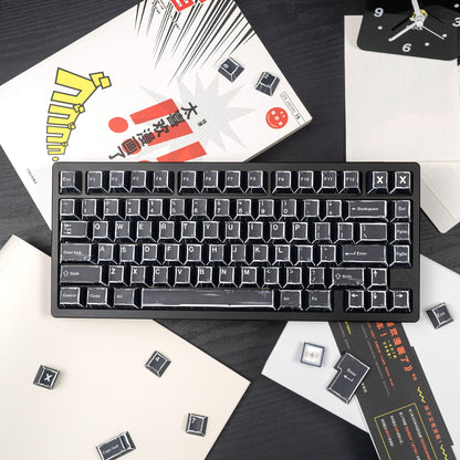 Black comic style, PBT heat sublimation original factory highly compatible personalized keycap set.