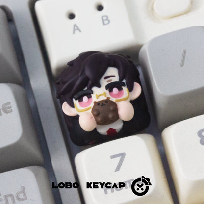 Light and Night, Multi colored resin molded personalized keycaps, resin decorated keycaps.