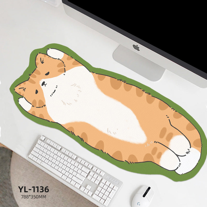 Cute Cat Mouse Pad Irregular Leather Office Desk Pad Computer Keyboard Customizable Waterproof Mouse Pad