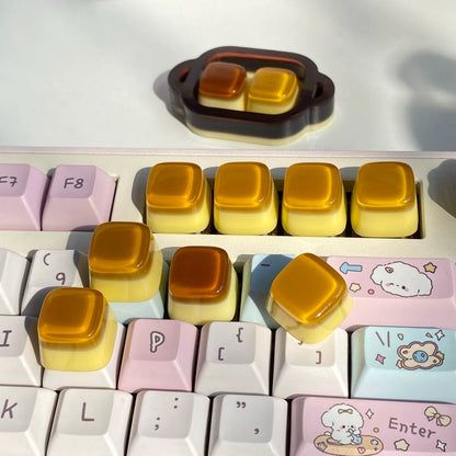 Caramel Pudding Original Personalized Keycaps, Mechanical Keyboard Decorative Keycaps, Resin Artisankeycaps