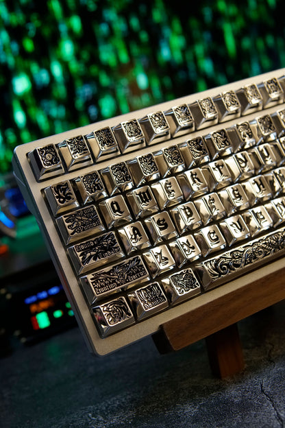 Ancient God theme, metal keycap set, peripheral personalized keycap set（Silver version）