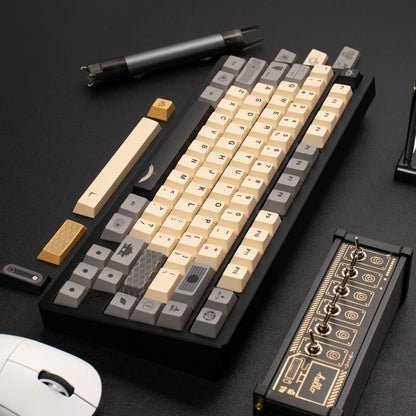 Zen themed rice white/gray/yellow keycaps PBT thermal sublimation original mechanical keyboard keycaps