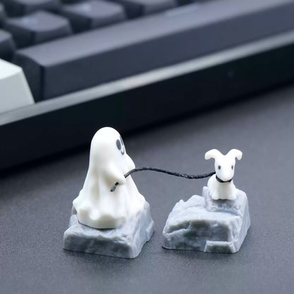Ghost leading sheep keycaps, mechanical keyboards, personalized creativity, cute resin keycaps