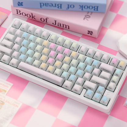 Rainbow gummy mechanical keyboard, keycap, nail art, PC material, side engraved fog, transparent silicone collagen factory height