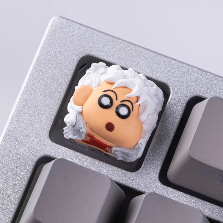 Crayon Shin chan Luffy, hybrid personalized keycaps with translucent multi-color resin molded artisankeycaps at the head