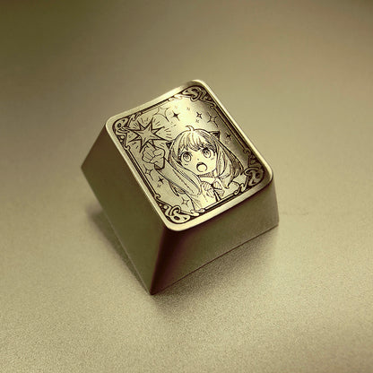SPY × FAMILY, Anya1u titanium alloy plain carving, personalized keycaps, mechanical keyboard decorative keycaps