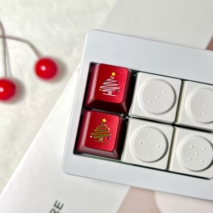 Aluminum alloy anode Christmas, Christmas tree shaped personalized ESC metal keycaps CNC machining keycaps