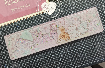 Cherry blossom cat pink flowing sand, Keyboard holder, Handmade custom resin hand support, keyboard accessories