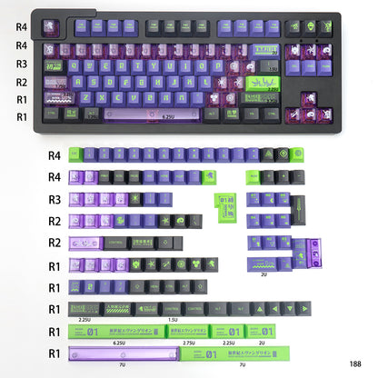 EVA mecha themed mechanical keyboard keycaps complete set PBT sublimation/PC transparent transfer printing factory height