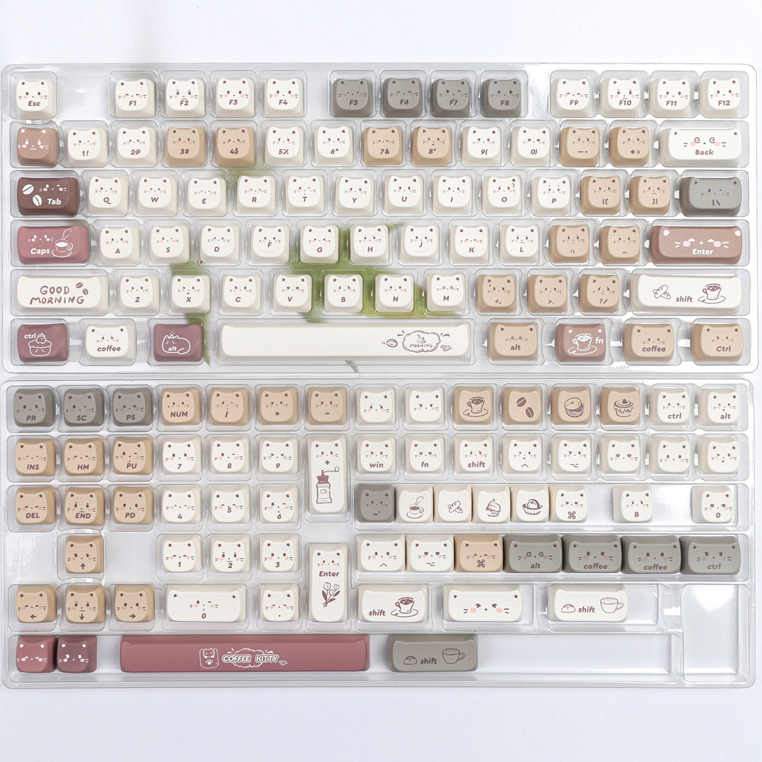 Coffee Cat Keycaps Cat shaped Keycaps Cute Heat Sublimation Personalized Set Keycaps