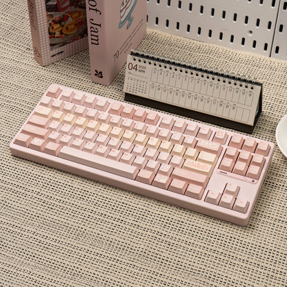 Minimalist light pink mechanical keyboard keycap PBT heat sublimation customized factory height