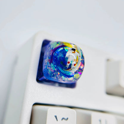 Drip glue colored astronaut, resin personalized keycaps, mechanical keyboard decorative keycaps