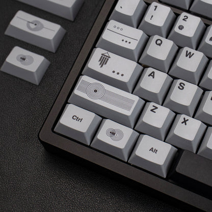 Zen themed rice white/gray/yellow keycaps PBT thermal sublimation original mechanical keyboard keycaps