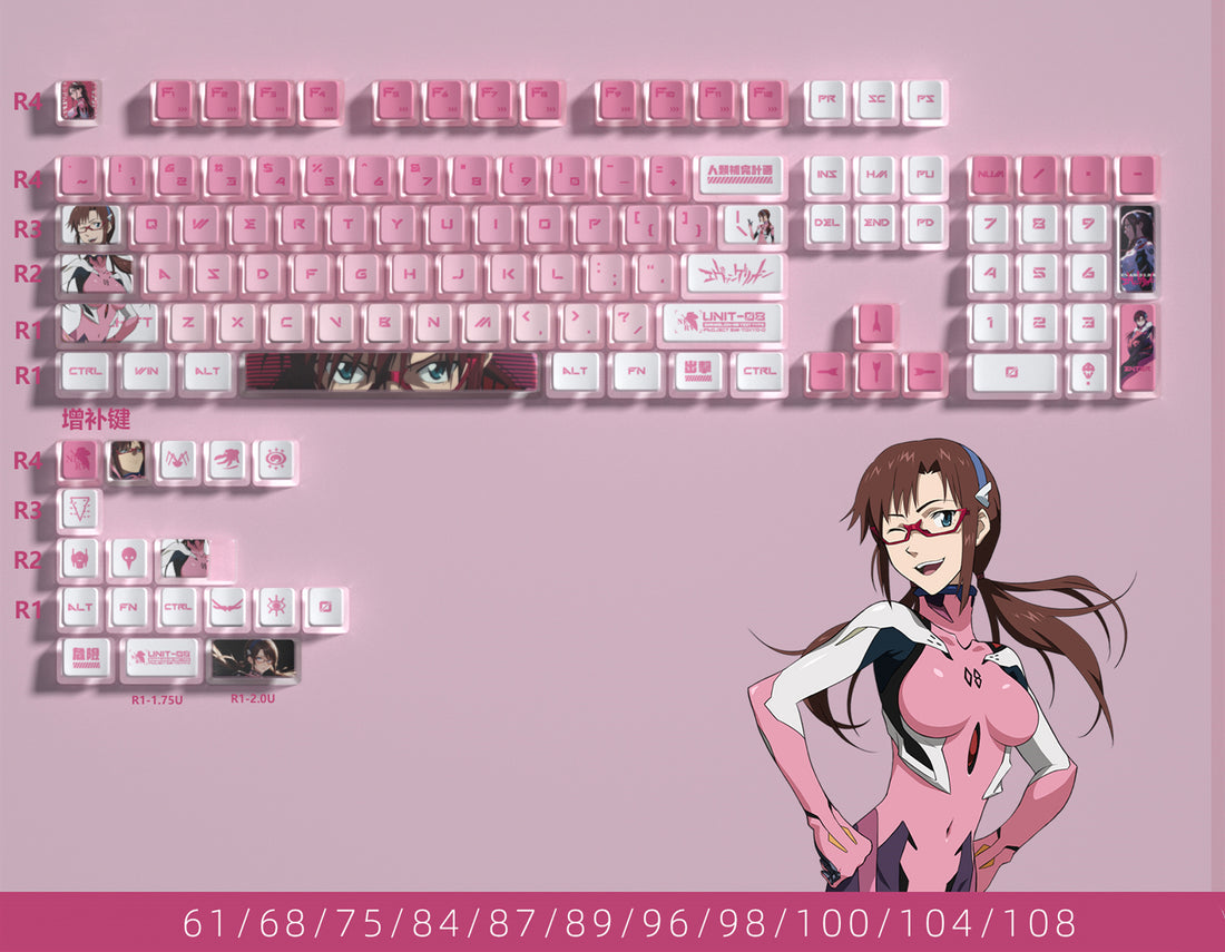 EVA, Mari Makinami Illustrious theme set keycap, five side PBT keycap, anime game set keycap