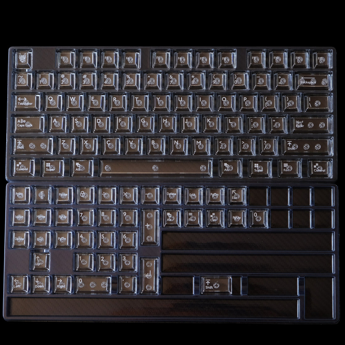 Color transparent keycap set, simple installation, mechanical keyboard keycap PC material UV transfer printing, original factory height color transparent keycap set