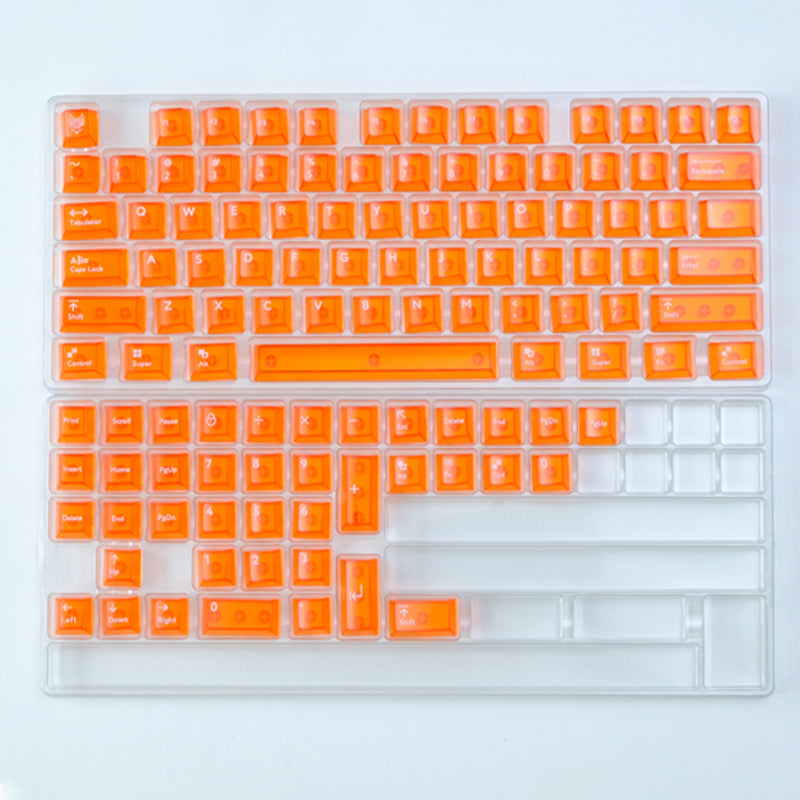 Color transparent keycap set, simple installation, mechanical keyboard keycap PC material UV transfer printing, original factory height color transparent keycap set