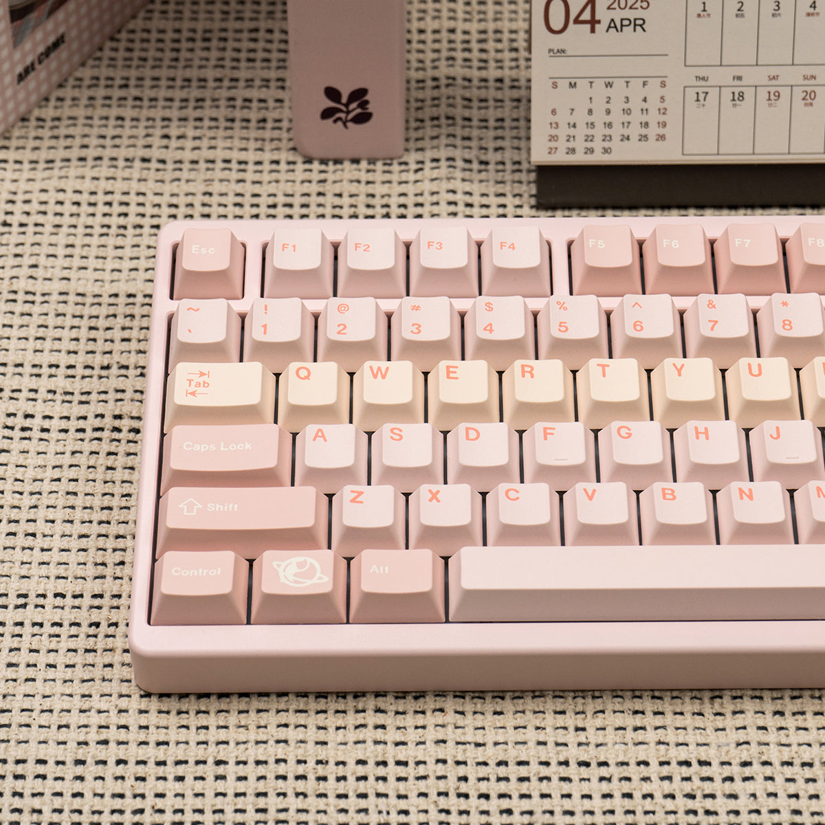 Minimalist light pink mechanical keyboard keycap PBT heat sublimation customized factory height