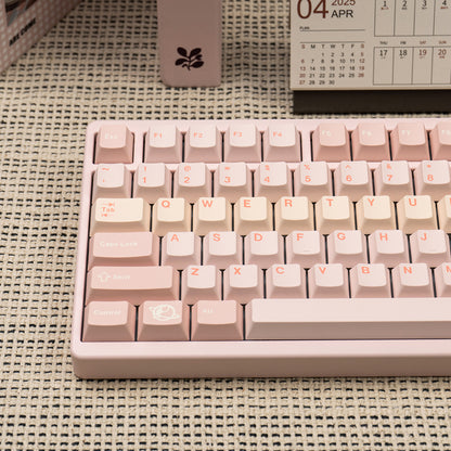 Minimalist light pink mechanical keyboard keycap PBT heat sublimation customized factory height