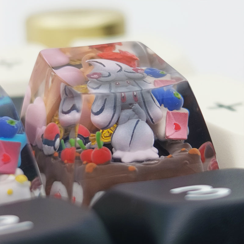 Pok é mon, Alcremie, resin droppers, personalized keycaps, artisankeycaps