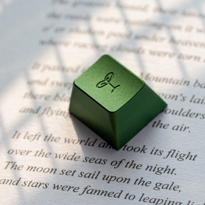 Aluminum alloy CNC keycaps, simple sapling personalized keycaps, metal anode decorative keycaps