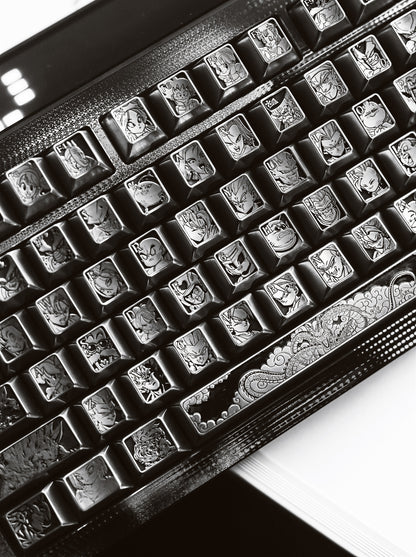 DRAGON BALL Character Complete Set, with a full set of 87 key personalized keycaps. Metals, zinc, aluminum, titanium. Anime game keycaps