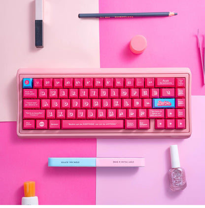Barbie color matching set keycaps factory height side engraved transparent keycaps PBT side transparent personalized keycaps