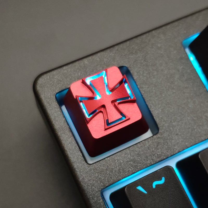 Crusader emblem, metal translucent personalized keycaps, mechanical keyboard metal decorative keycaps