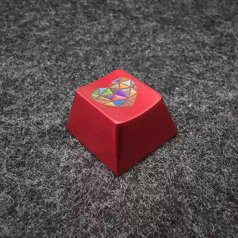 Colorful heart aluminum alloy keycaps anodized original factory height R4 suitable for ESC personalized keycaps