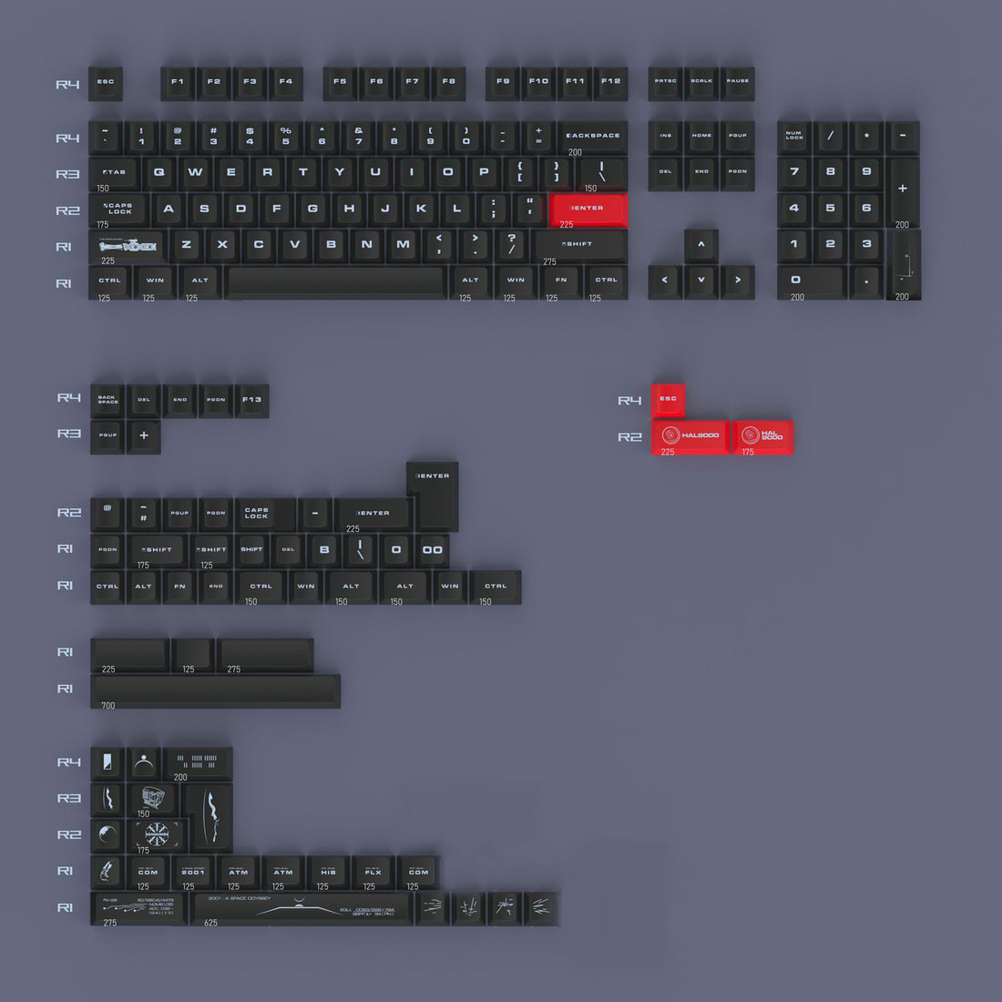 Space Roaming Theme Keycaps Black Original Factory Height PBT Customized Keycaps