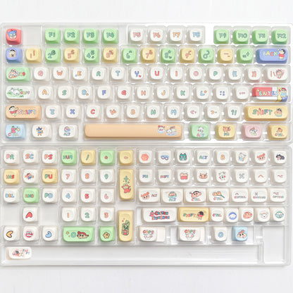 Crayon Shin chan keycaps MOG, MOA round height white cute MAC sublimation keycaps