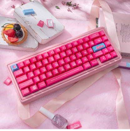 Barbie color matching set keycaps factory height side engraved transparent keycaps PBT side transparent personalized keycaps