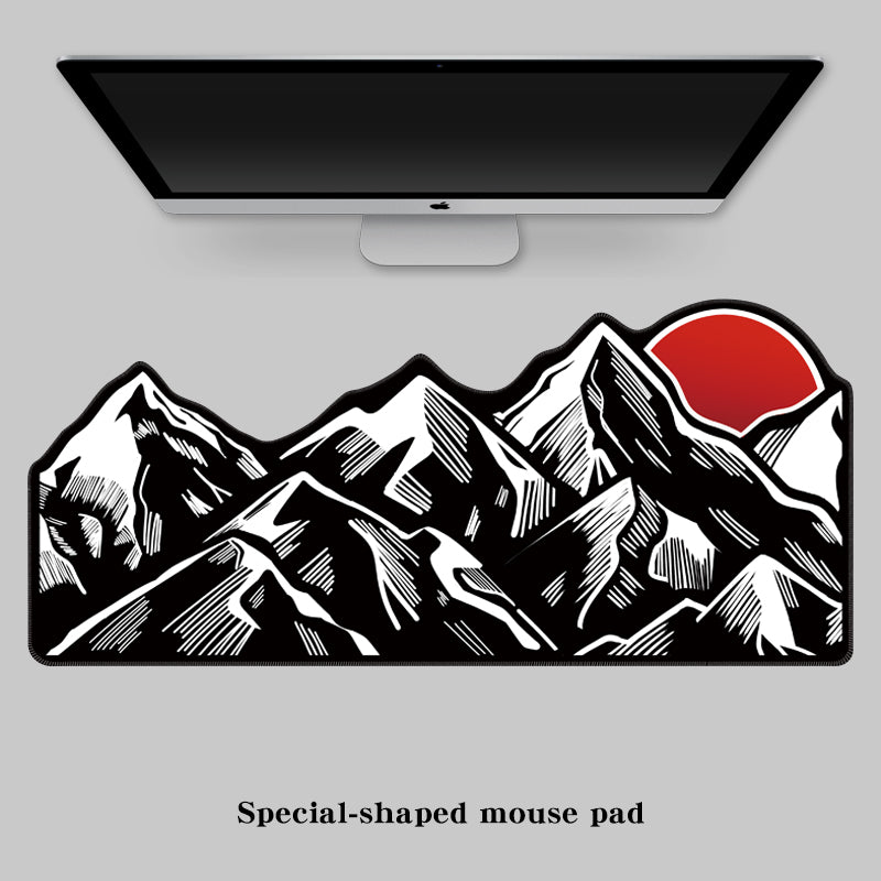 Irregular sunrise mountain mouse pad, minimalist black and white thick office desktop pad, computer pad, mouse pad