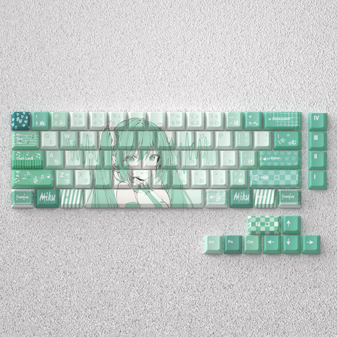 Hatsune Miku keycap anime theme original height PBT positive fitting 60 65 68