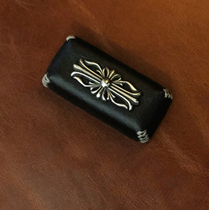 Leather sewing, resin base, Chrome Hearts， Retro style 2U backspace key personalized keycap, mechanical keyboard decorative keycap