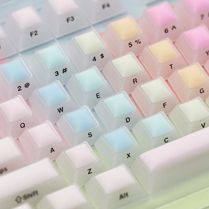 Rainbow gummy mechanical keyboard, keycap, nail art, PC material, side engraved fog, transparent silicone collagen factory height