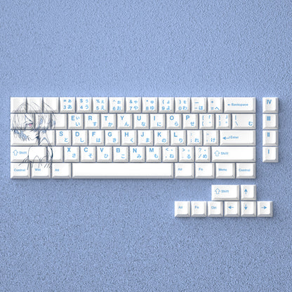 EVA, Ayanami Rei Anime Character Keycaps Original Factory Height Side Engraved Transparent Keycaps PBT Side Transparent Personalized Set Keys