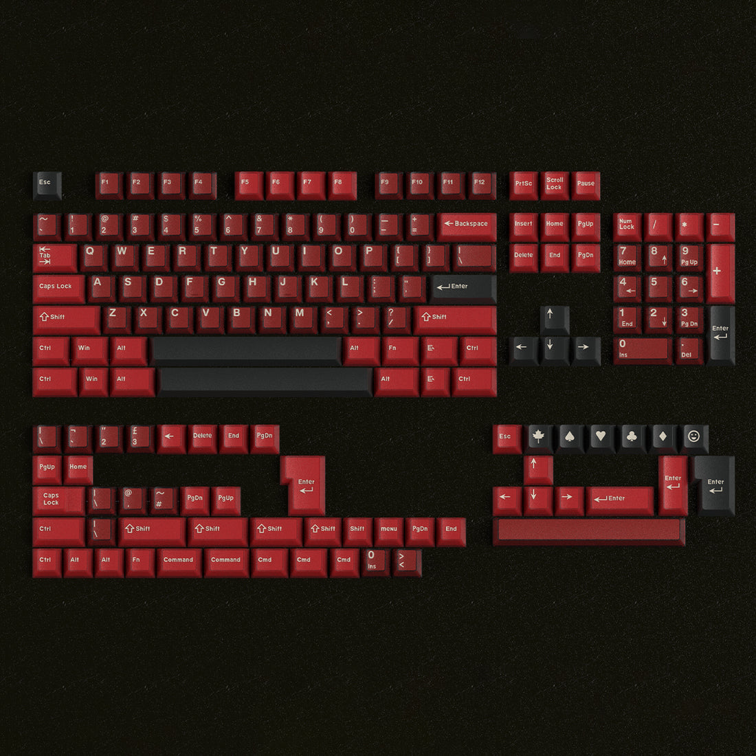 Red Bordeaux red poker personalized keycap mechanical keyboard semi transparent keycap PBT+PC two-color original factory height