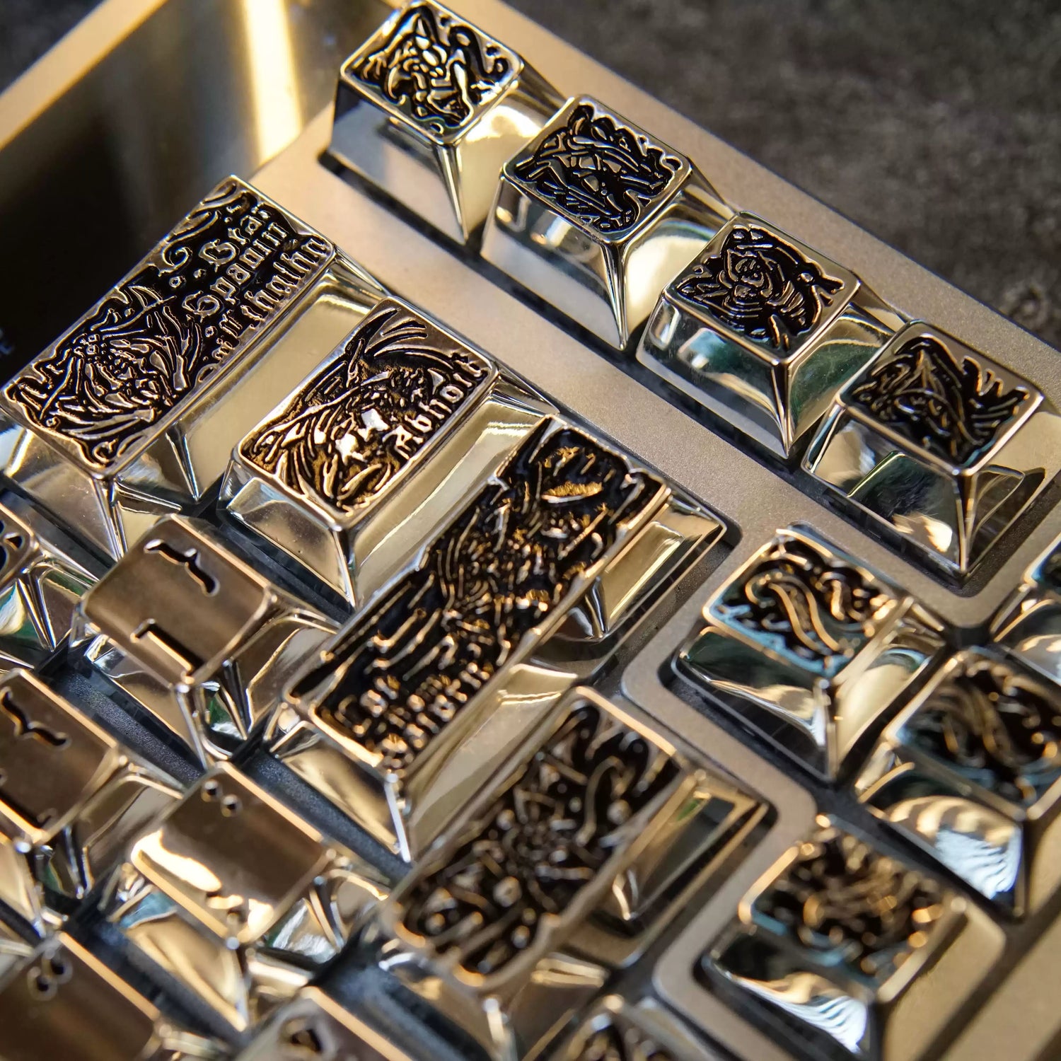 Ancient God theme, metal keycap set, peripheral personalized keycap set（Silver version）