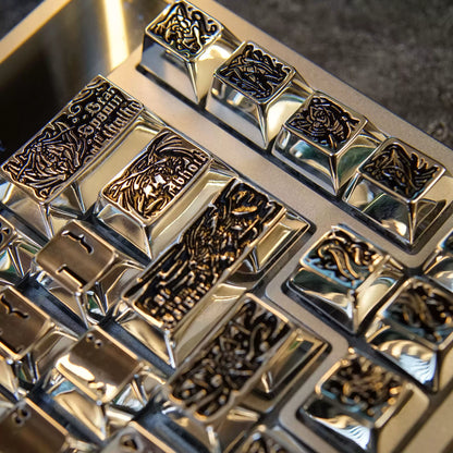 Ancient God theme, metal keycap set, peripheral personalized keycap set（Silver version）