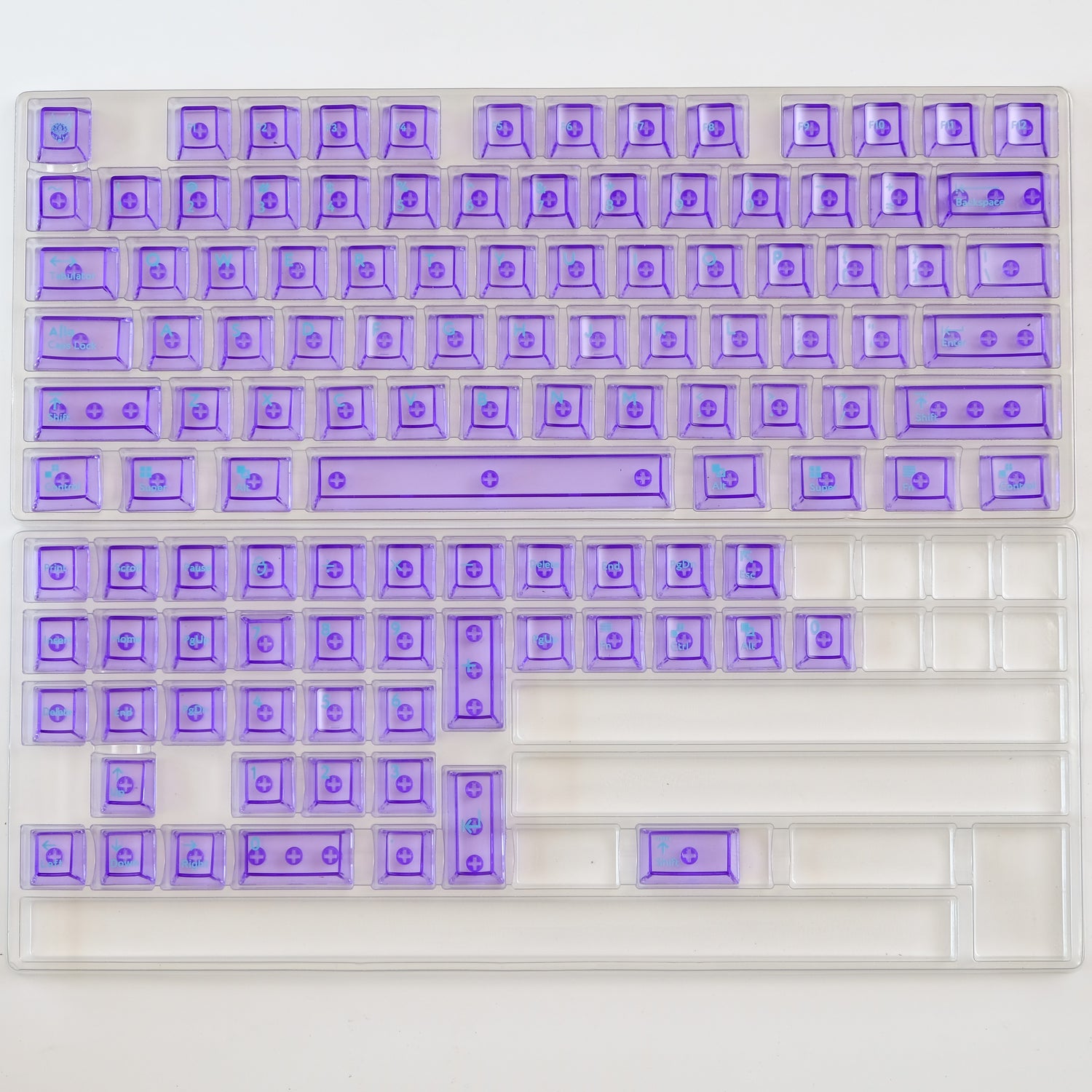 Color transparent keycap set, simple installation, mechanical keyboard keycap PC material UV transfer printing, original factory height color transparent keycap set