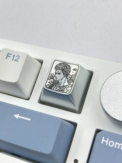 One Piece, Zoro，Sanji， Zinc alloy personalized keycaps, metal decorative keycaps, keyboard anime game keycaps.
