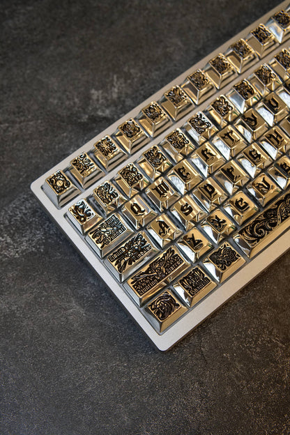 Ancient God theme, metal keycap set, peripheral personalized keycap set（Silver version）