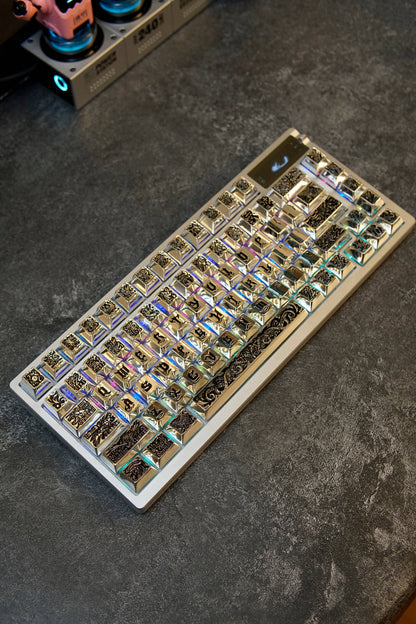 Ancient God theme, metal keycap set, peripheral personalized keycap set（Silver version）