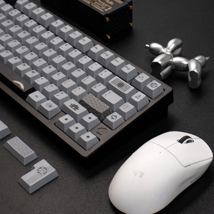 Zen themed rice white/gray/yellow keycaps PBT thermal sublimation original mechanical keyboard keycaps