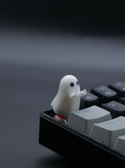 The little ghost with a vertical middle finger, cute artisankeycaps, resin molded personalized keycaps