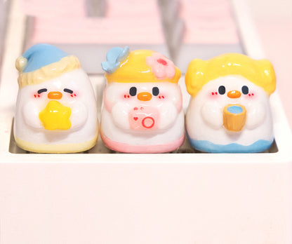 Cute duck personality keycaps cartoon resin personality keycaps soft ceramic keycaps, mechanical keyboard decorative keycaps,