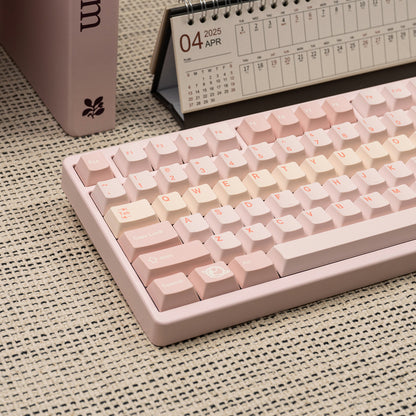 Minimalist light pink mechanical keyboard keycap PBT heat sublimation customized factory height