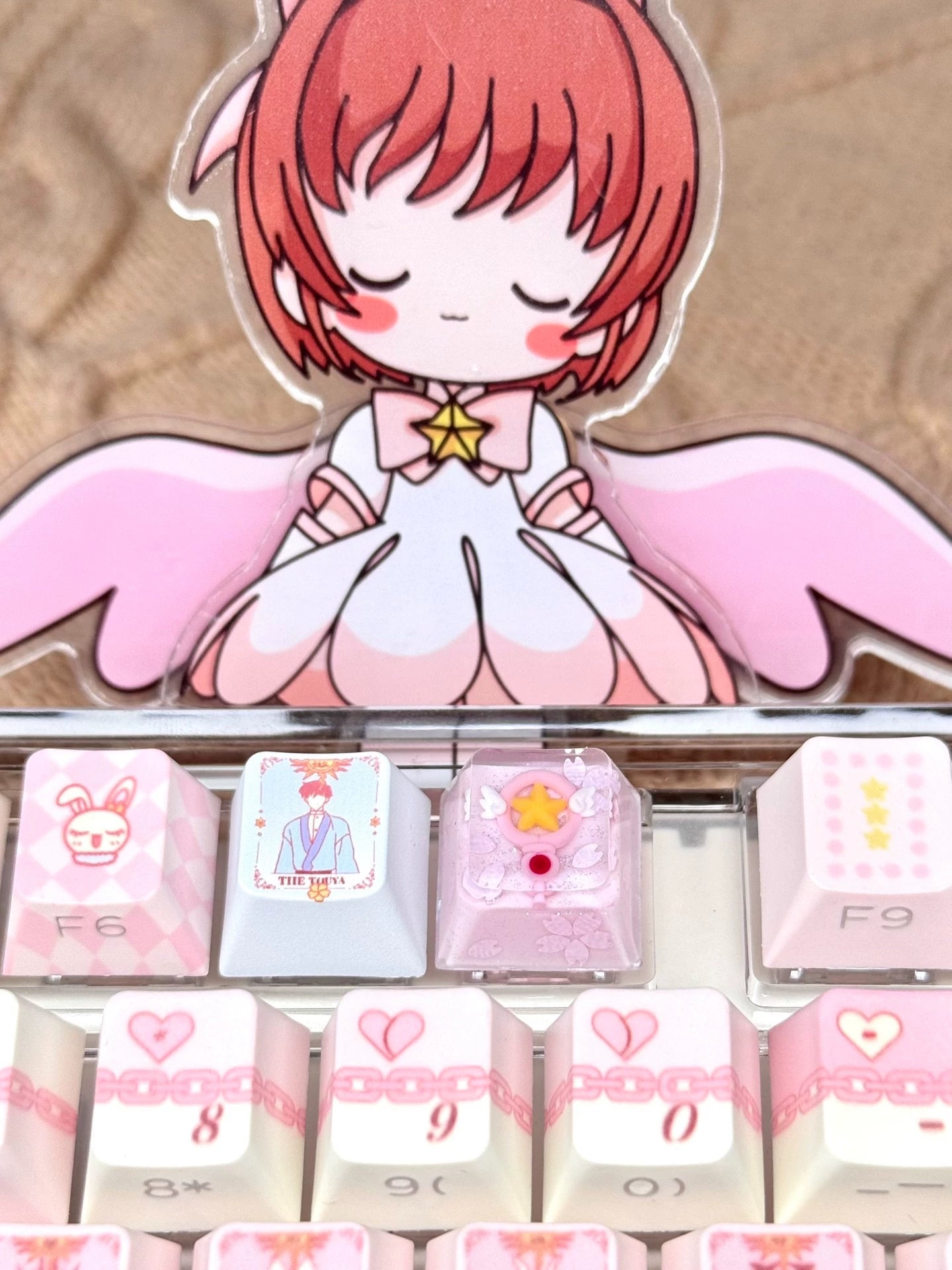 KINOMOTOSAKURA， Magic wand, Crystal drops of glue， Resin personalized keycaps