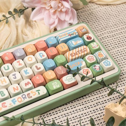 MOA Little Forest Magnetic Axis Mechanical Keyboard Keycaps Cute Cartoon PBT Heat Sublimation Keycaps